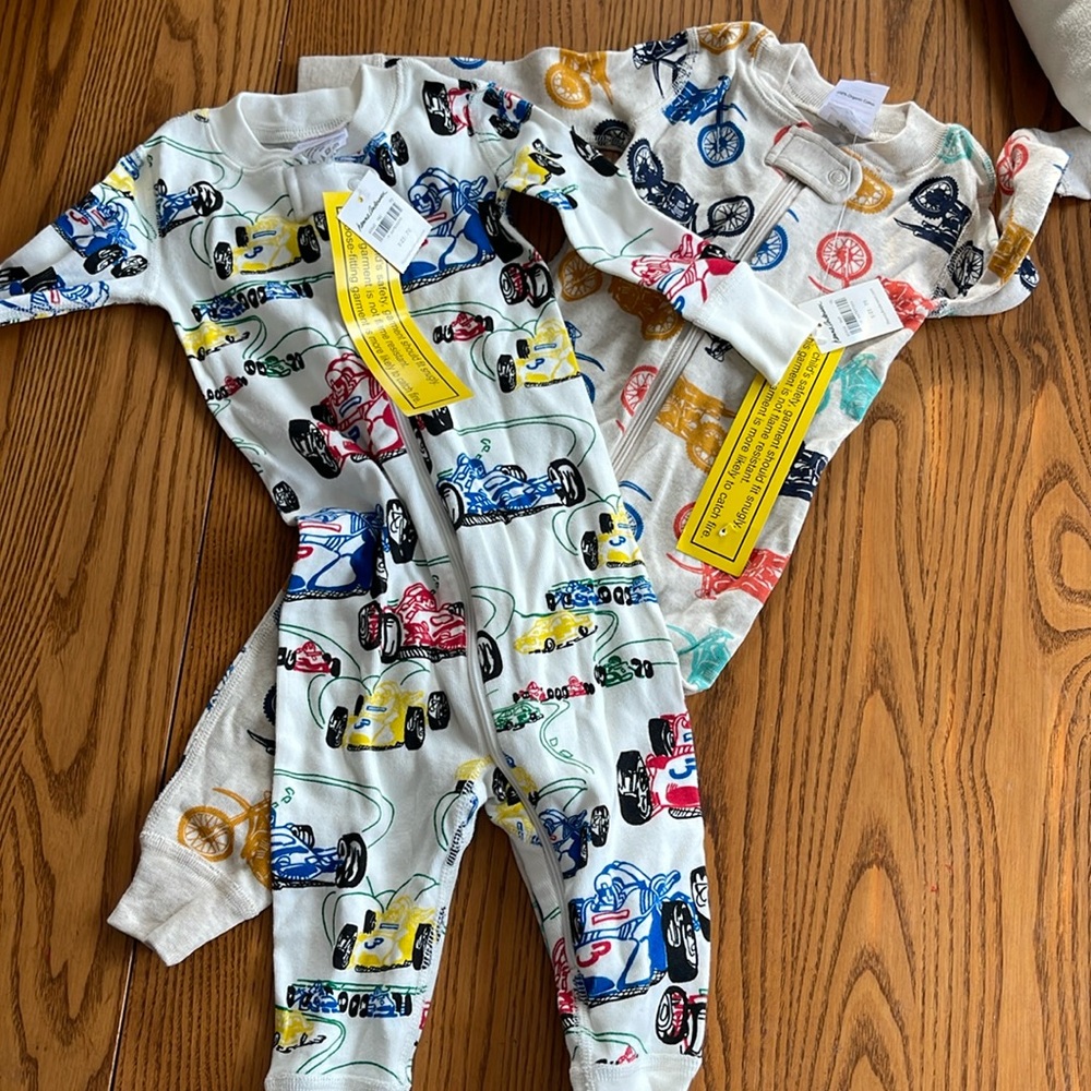 Two Hanna Anderson size 70 or 6-12 month long onesie